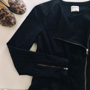 ELLE Black Denim Moto Jacket - Size L